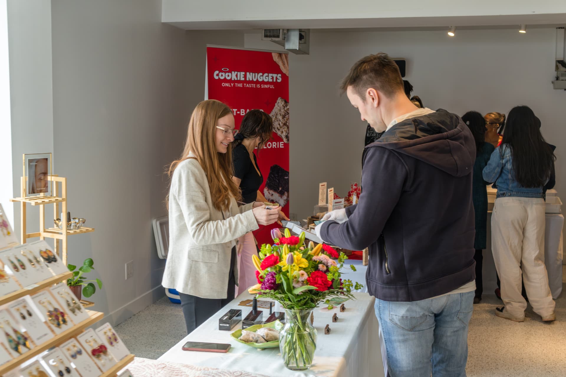 Guests connecting at a wellness event